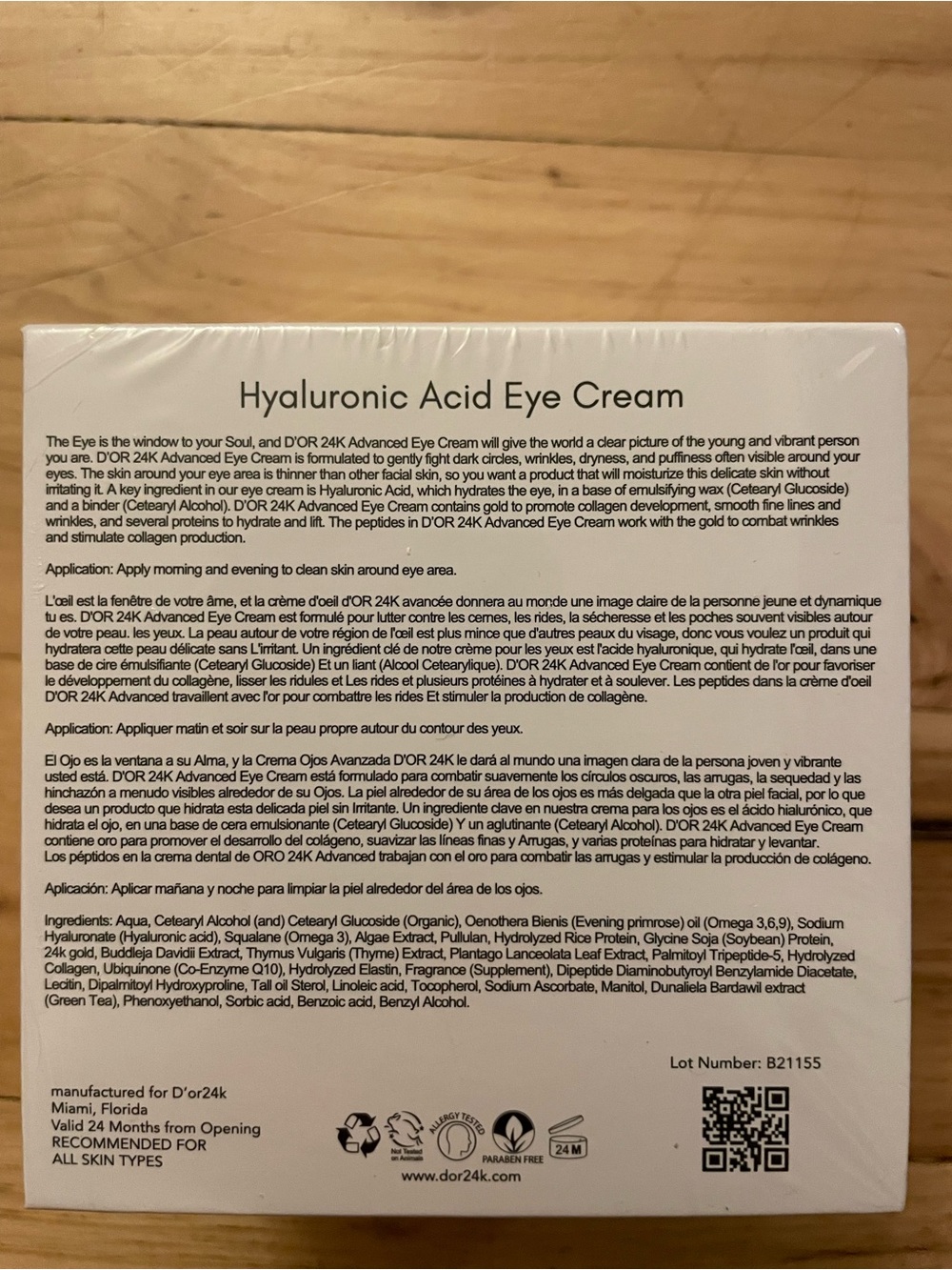 Hyaluronic Acid Eye Cream - D’OR24K - Picture 5 of 5